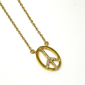 New Anthropologie Peace Sign Pendant Gold